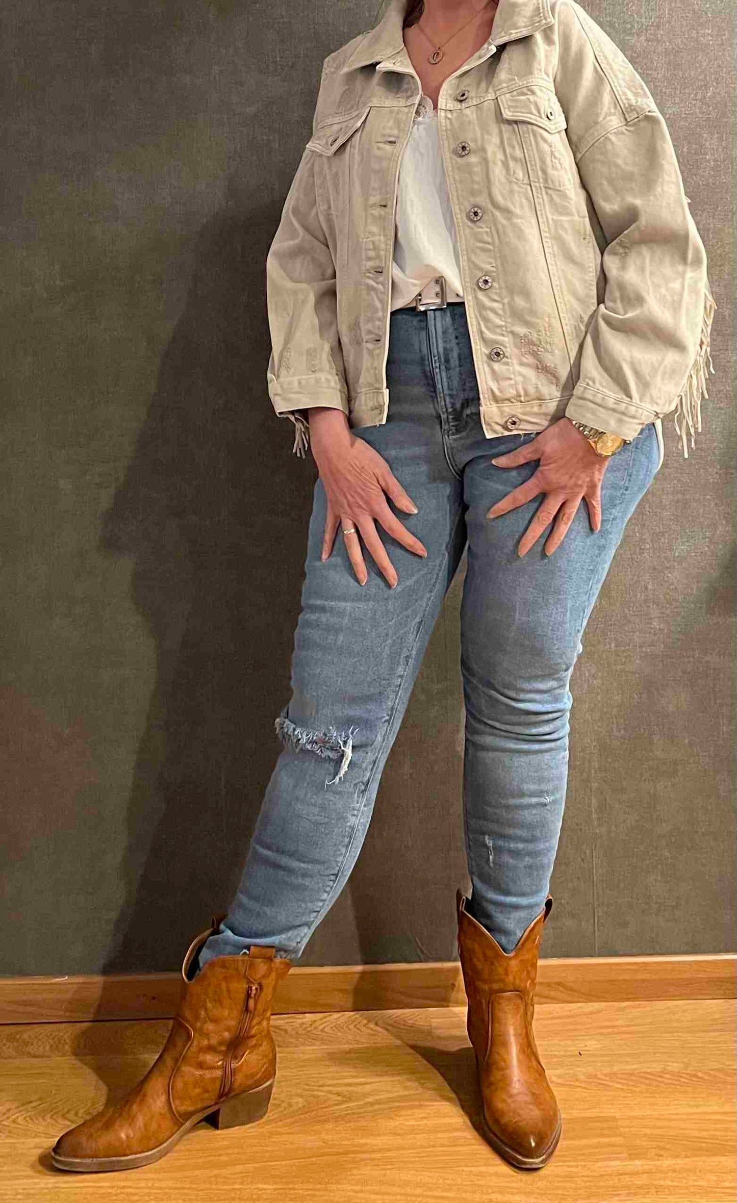 fringe jack zandkleurig