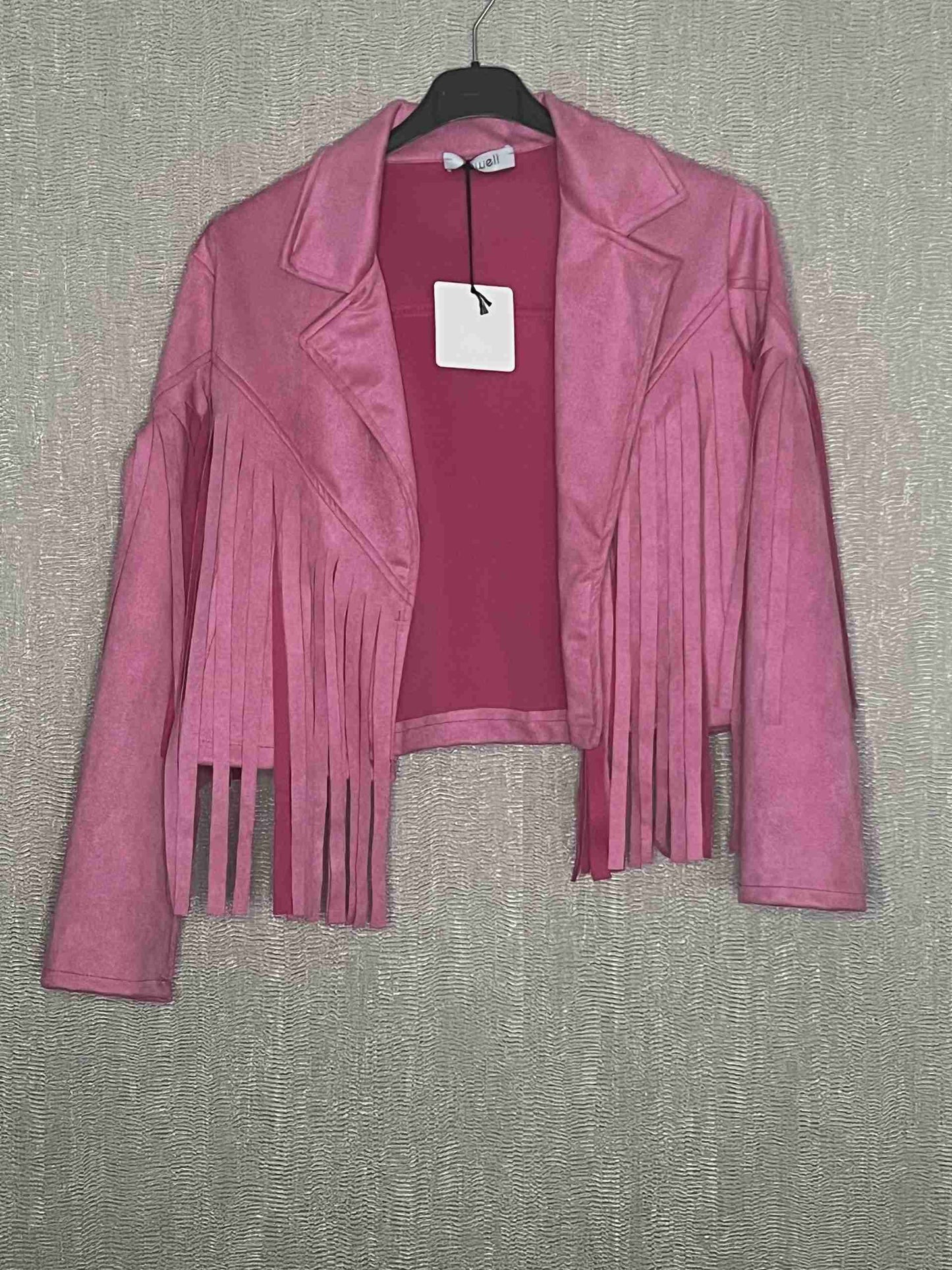 Suede Fringe jasje rose