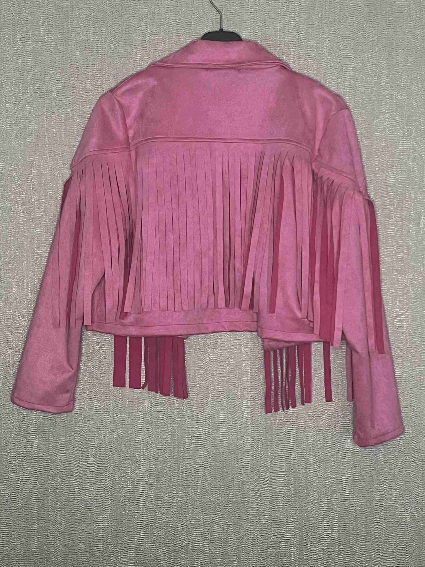 Suede Fringe jasje rose
