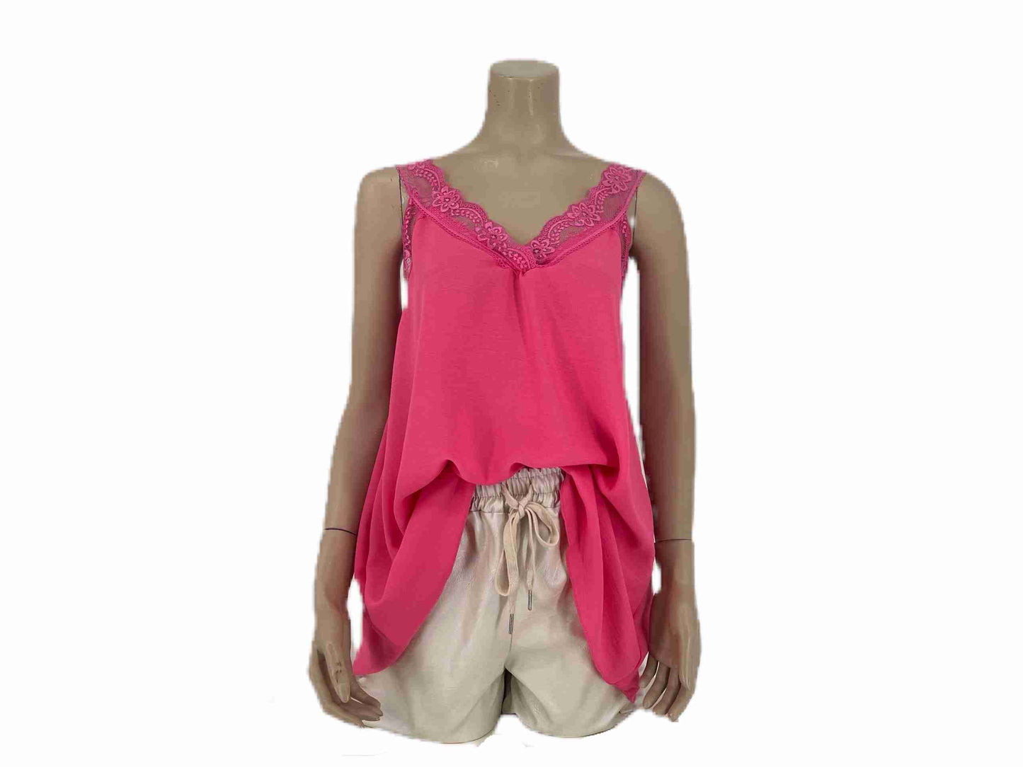 Basic Top met Kant Fuchsia