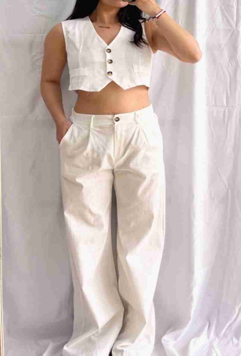 Set Wijde Broek met Gilet-Top