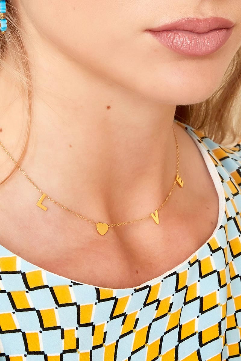 Ketting Love Letters Goud kleur Stainless Steel Standard