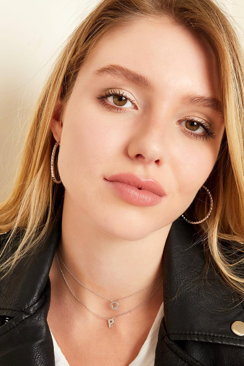 Edelstalen collier initiaal A Zilver Stainless Steel