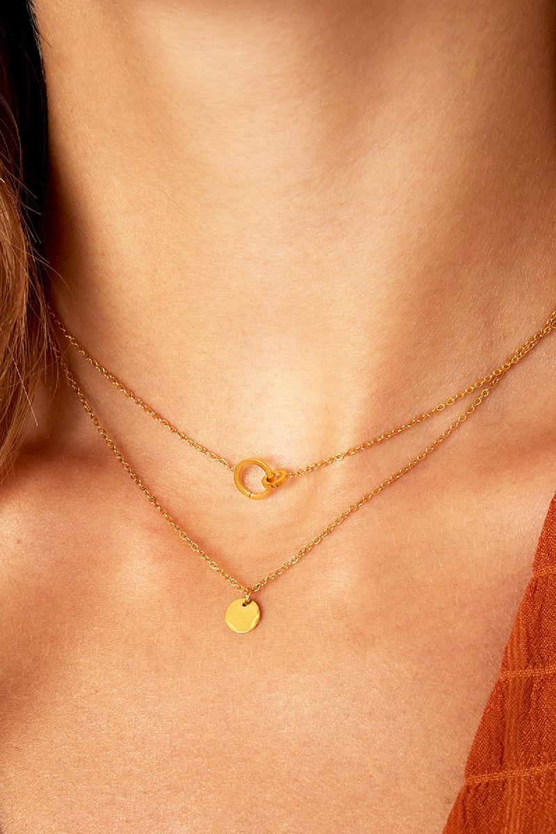 Kettingen verbonden cirkels Goud kleur Stainless Steel