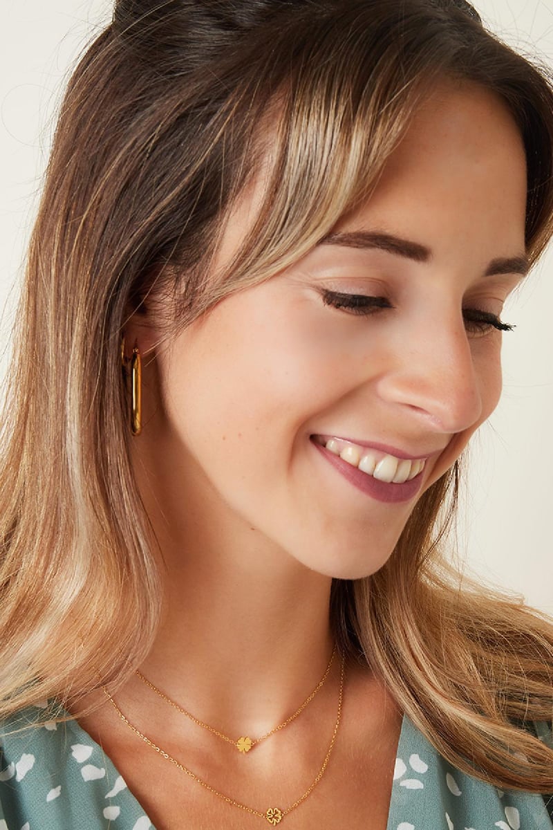 Ketting open klaver Goud kleur Stainless Steel