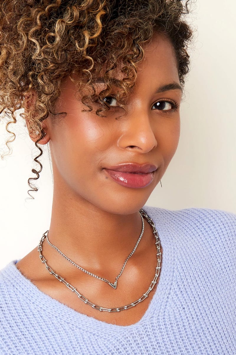 Edelstalen Ketting Letter V Goud kleur Stainless Steel