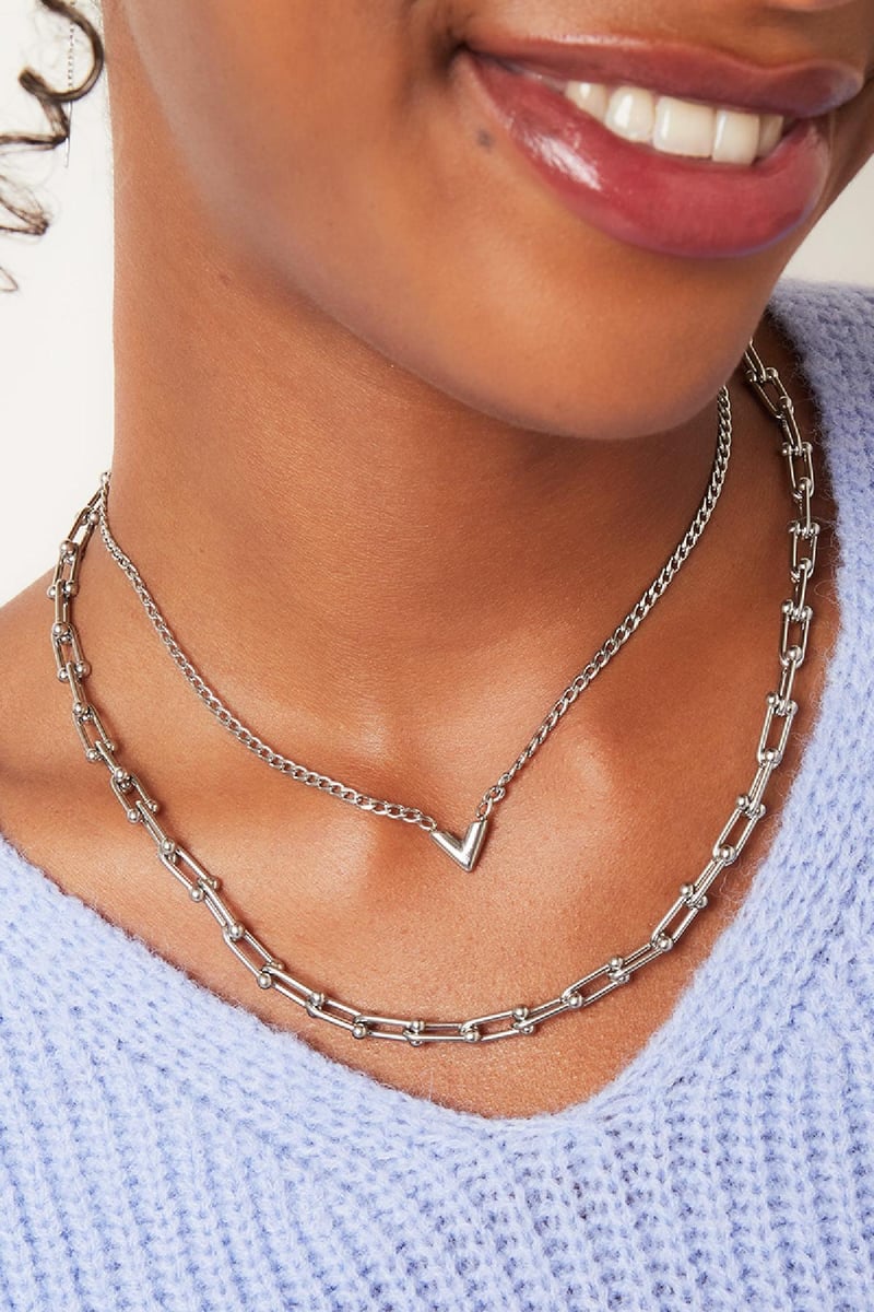 Edelstalen Ketting Letter V Goud kleur Stainless Steel