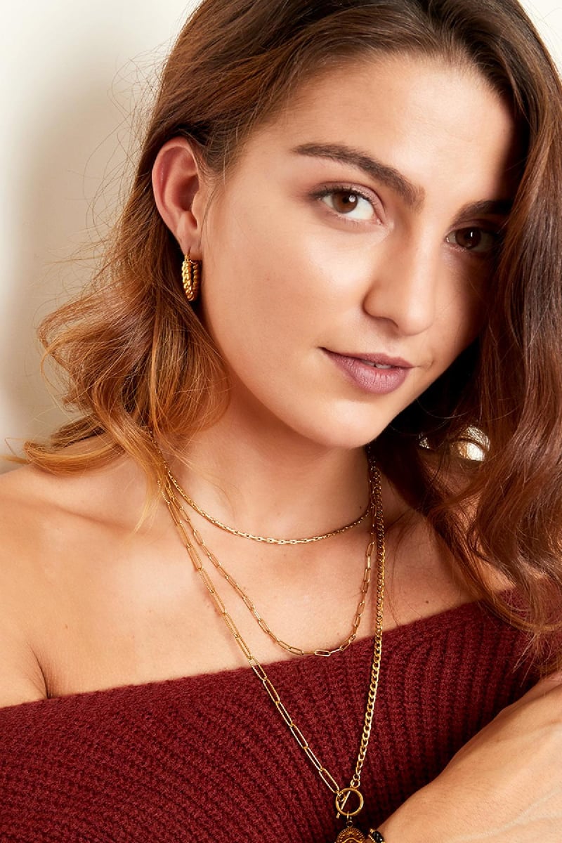 Dubbele roestvrijstalen ketting Goud kleur Stainless Steel