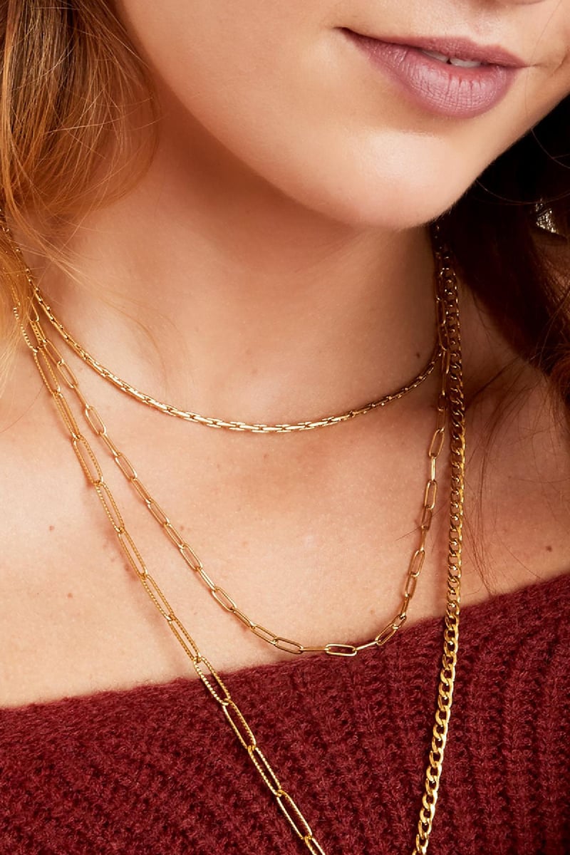 Dubbele roestvrijstalen ketting Goud kleur Stainless Steel