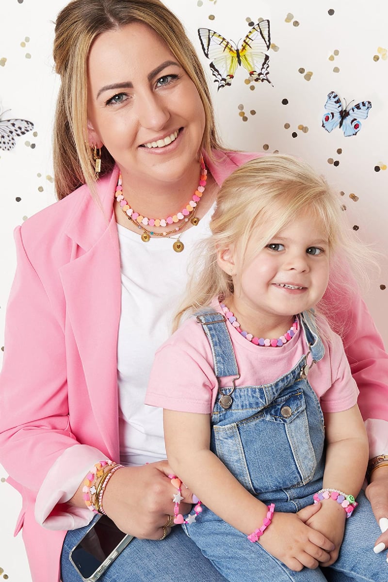 Kinderen - ketting zomerharten - Moeder-dochtercollectie Groen polymer clay