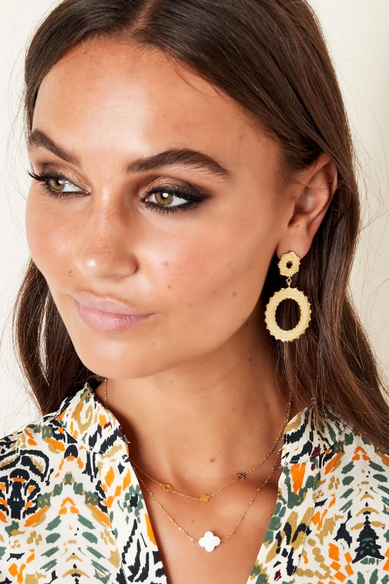 Ketting zeeschelp klaver Goud kleur Stainless Steel