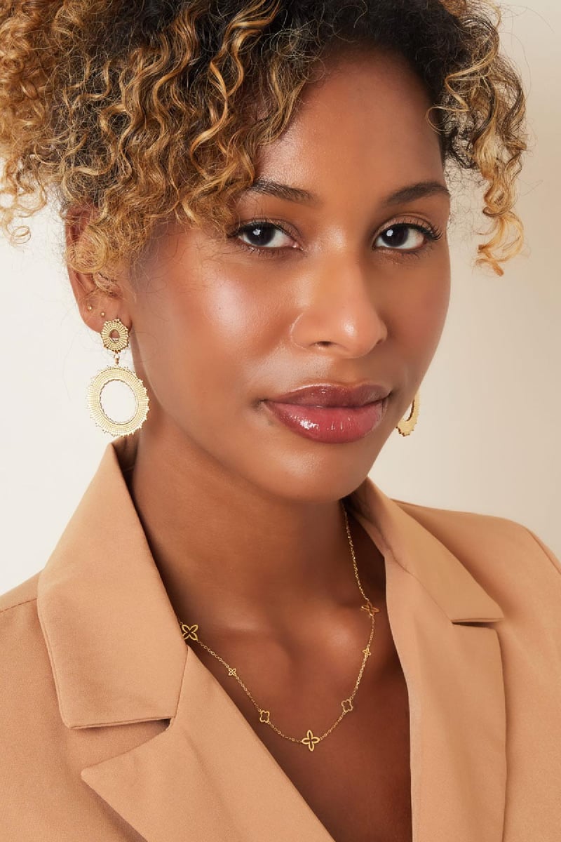 Minimalistische bedelketting klavers Goud kleur Stainless Steel