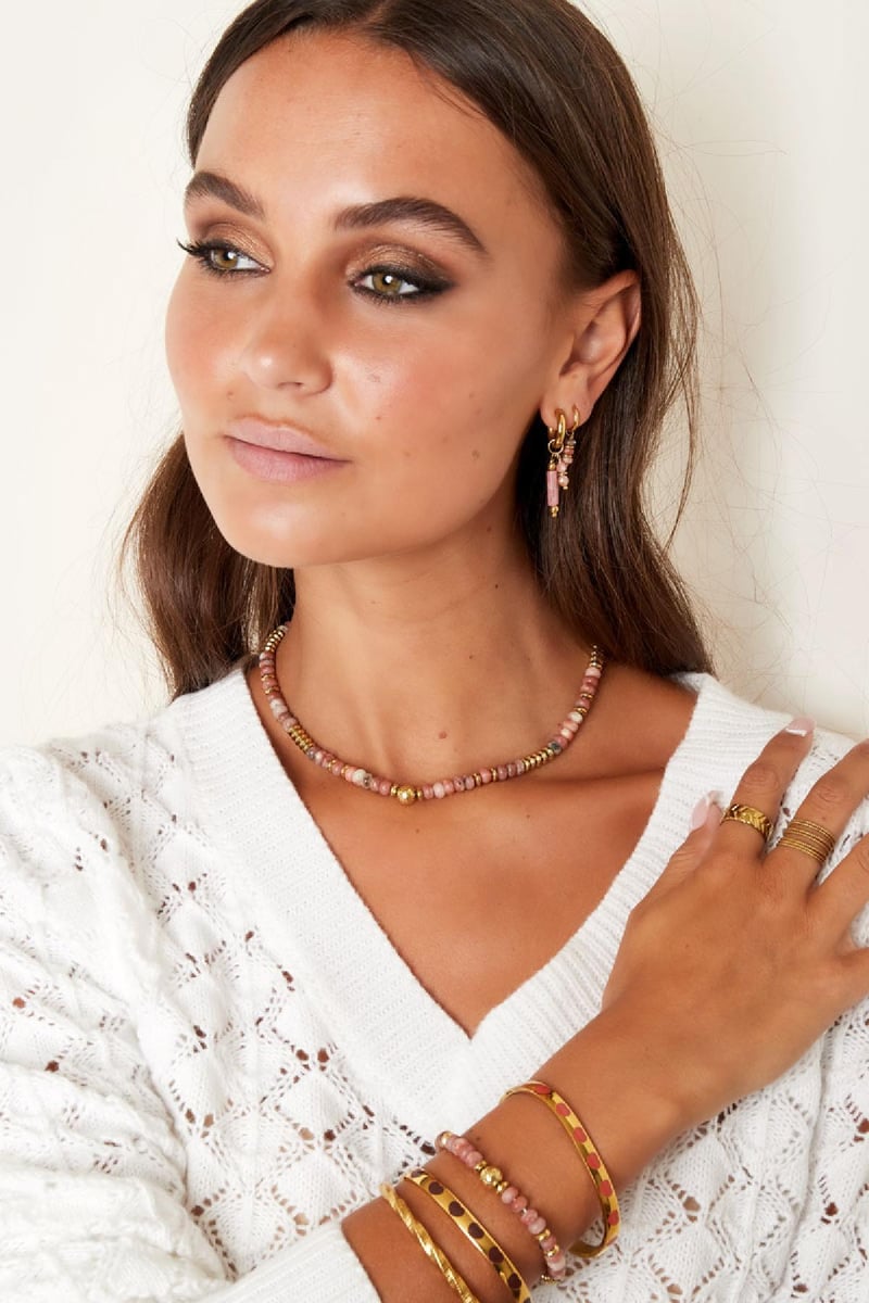 Ketting met multi kleuren stenen kralen - Natuursteen collectie Stone