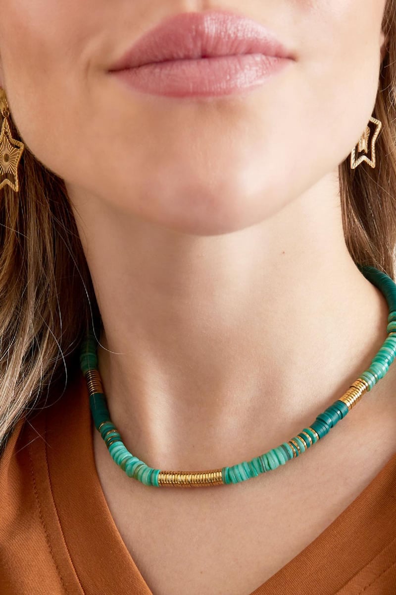 Ketting verschillende kralen Paars polymer clay