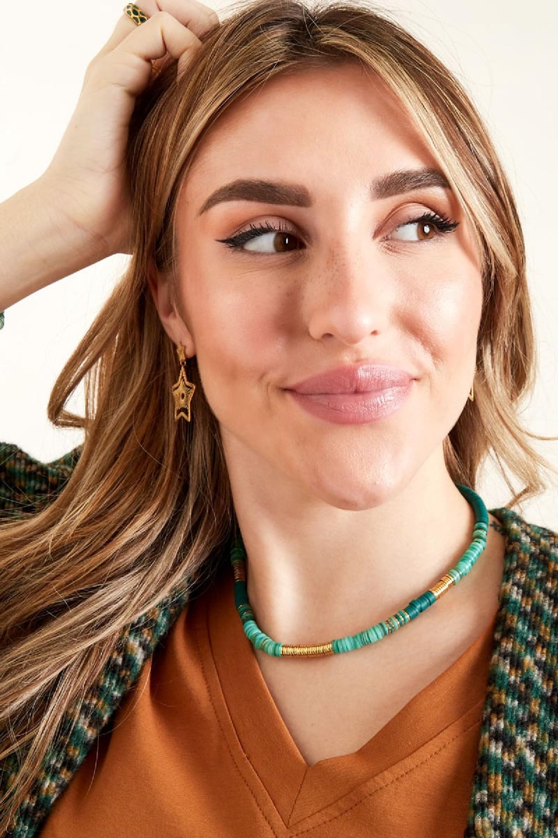 Ketting verschillende kralen Paars polymer clay