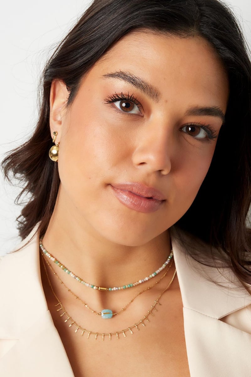 Ketting met details - Natuurstenen collectie Oranje & Goud kleur Stone