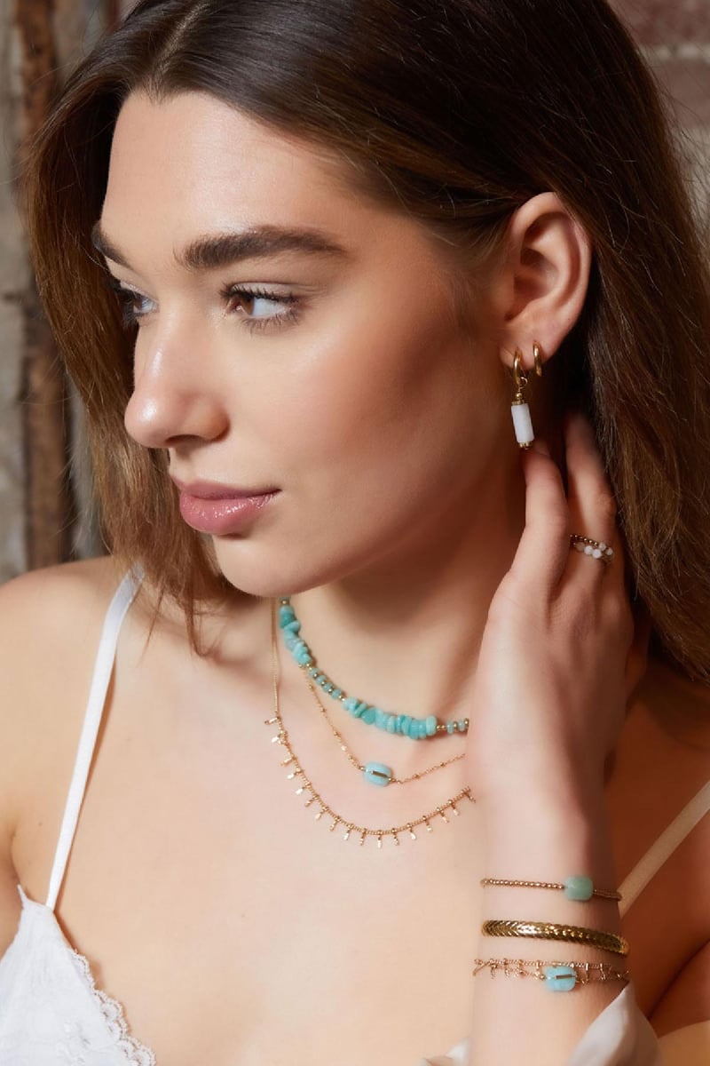 Ketting met details - Natuurstenen collectie Oranje & Goud kleur Stone