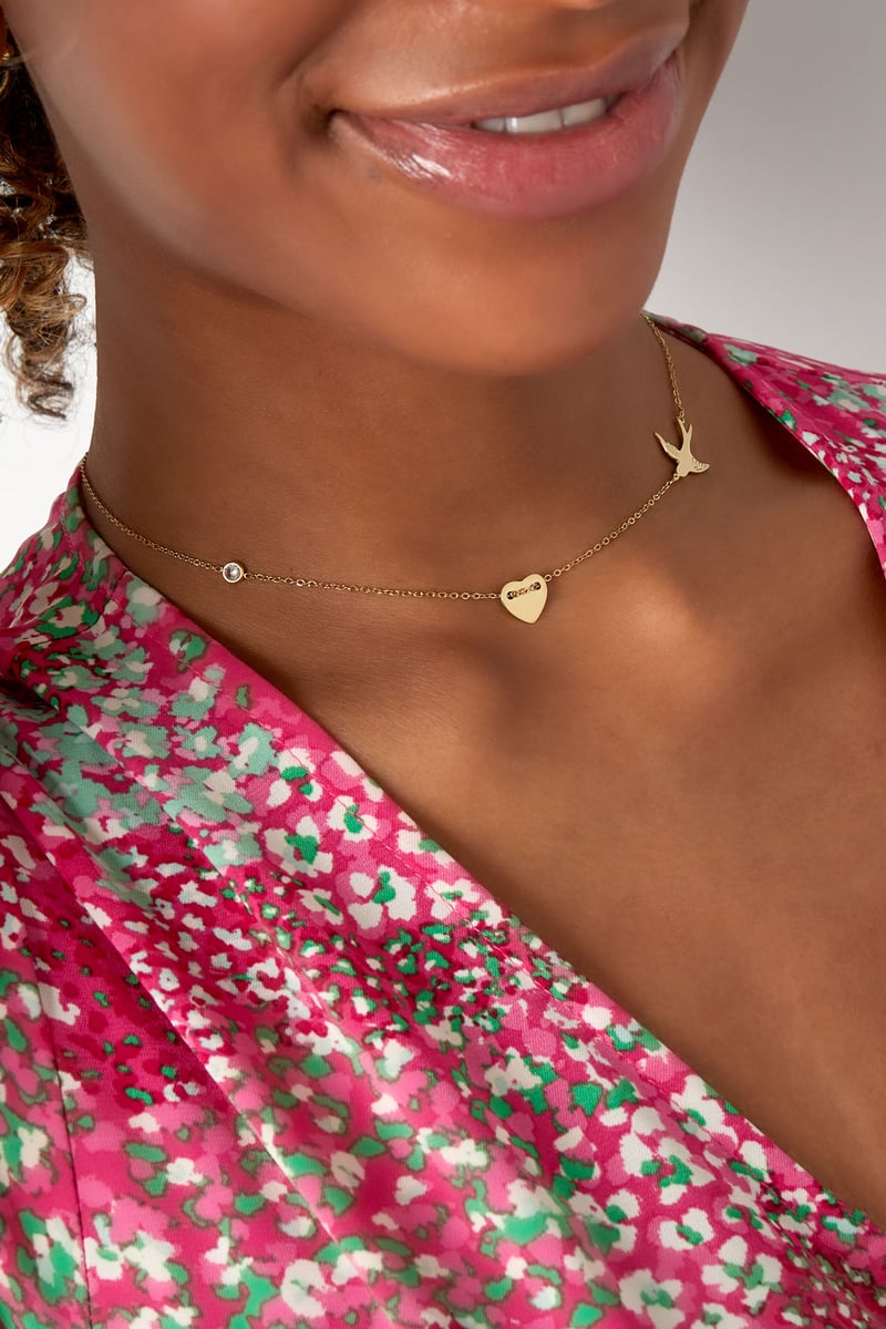 Ketting 3 bedels - Goud kleur Stainless Steel