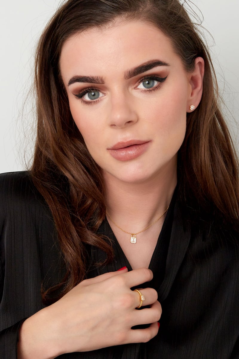 Ketting slot steentjes - 925 zilver