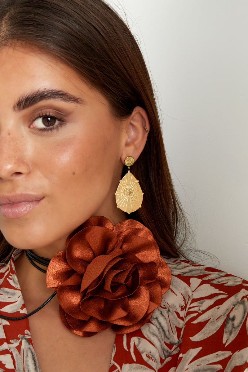 Ketting touw glimmende bloem - felblauw