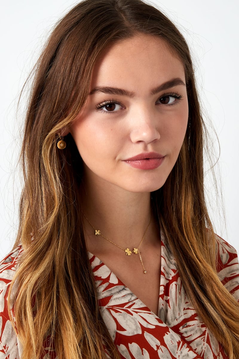 ketting drie klavers en steen