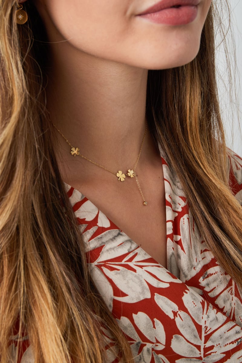 ketting drie klavers en steen