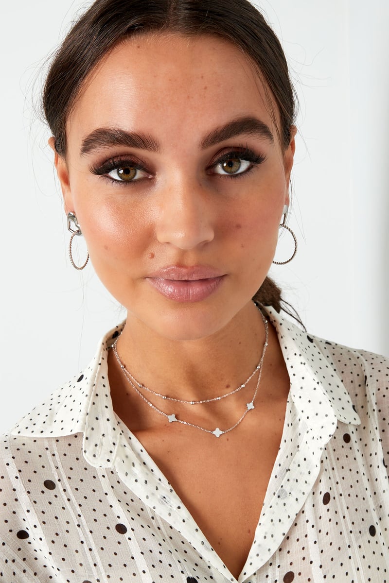 ketting dubbel klaver/bolletjes