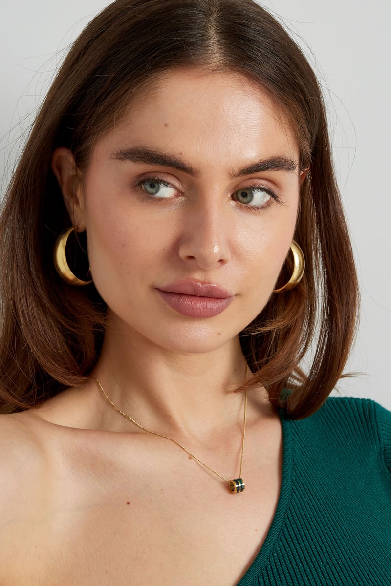 Ketting ronde bedel - Goud kleur/zwart