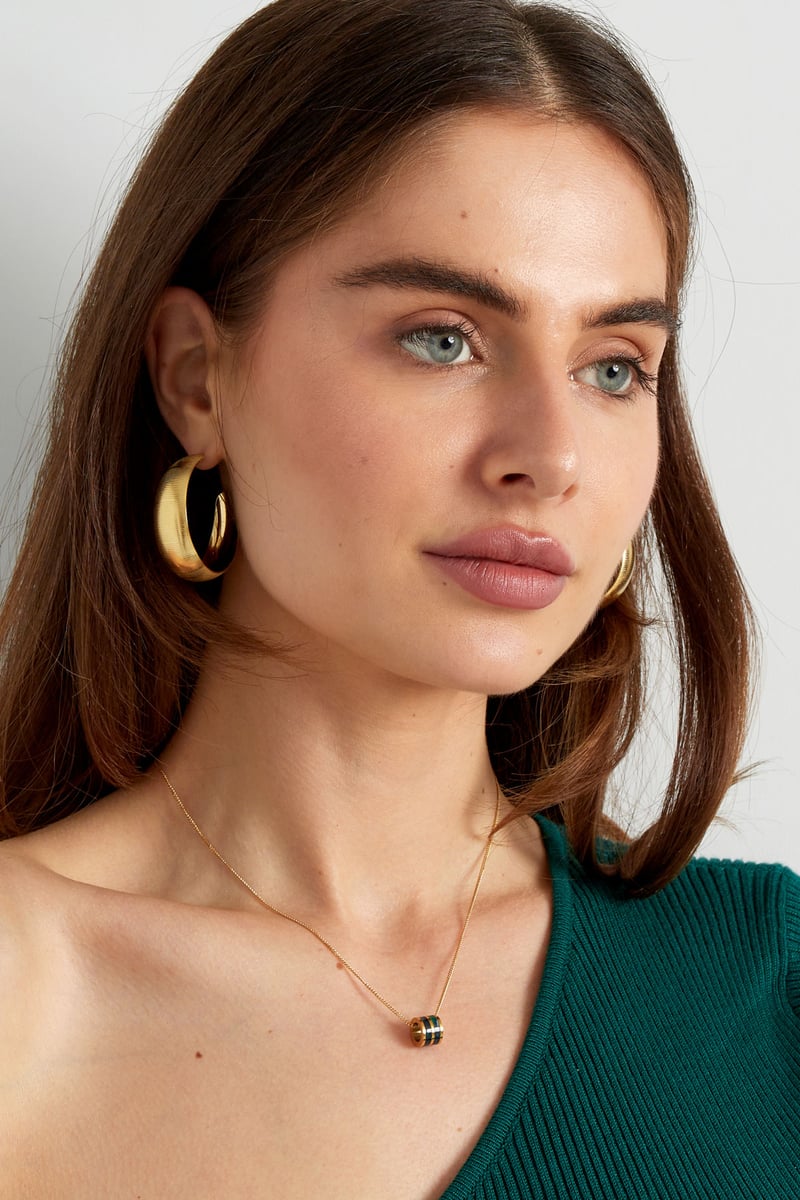 Ketting ronde bedel - Goud kleur/zwart