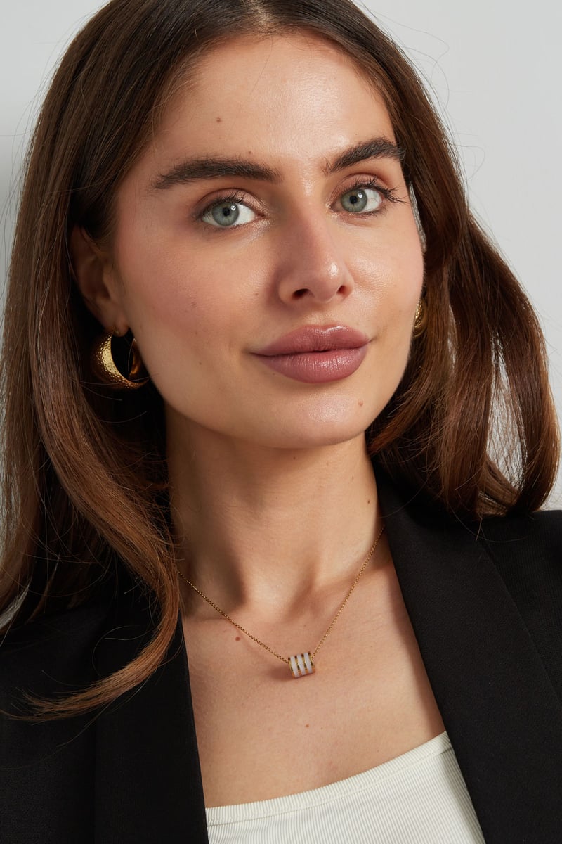 Ketting ronde bedel - Goud kleur/roze