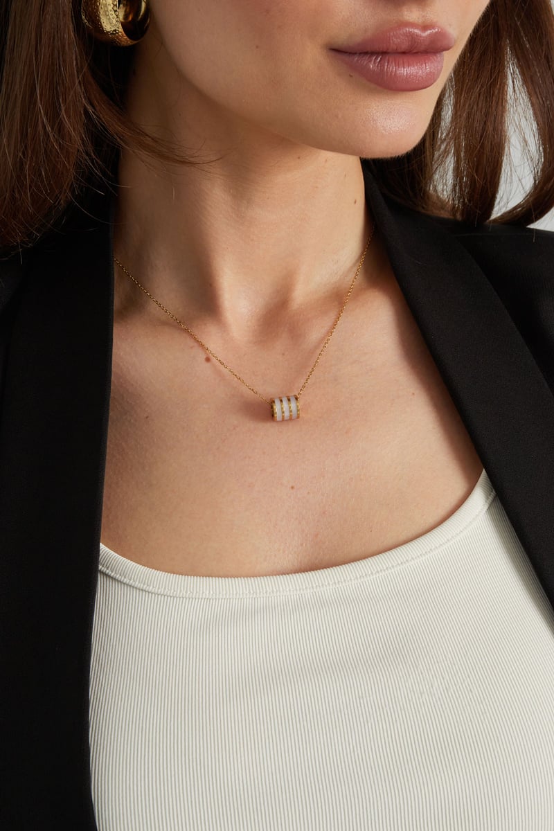 Ketting ronde bedel - Goud kleur/roze