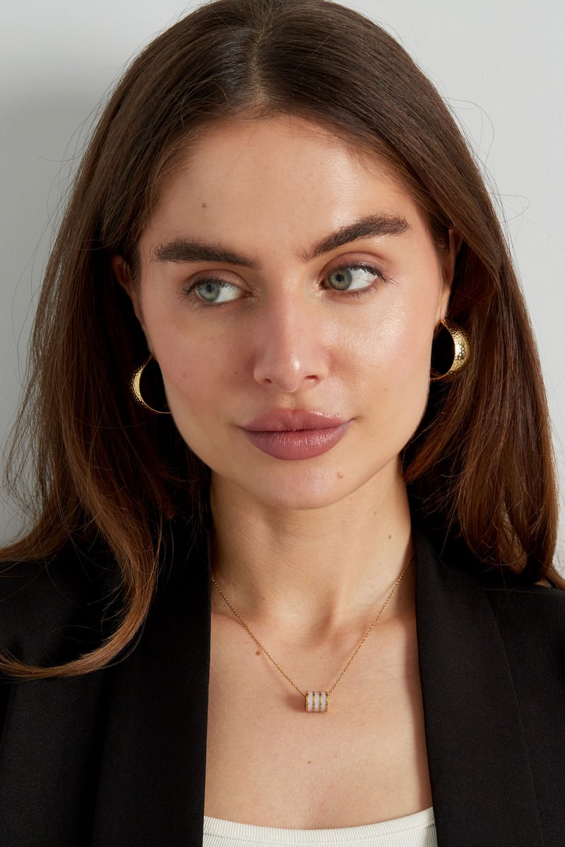 Ketting ronde bedel - Goud kleur/roze