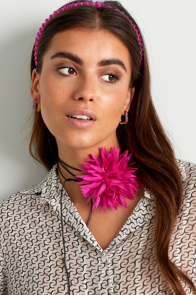 Ketting statement bloem - aqua