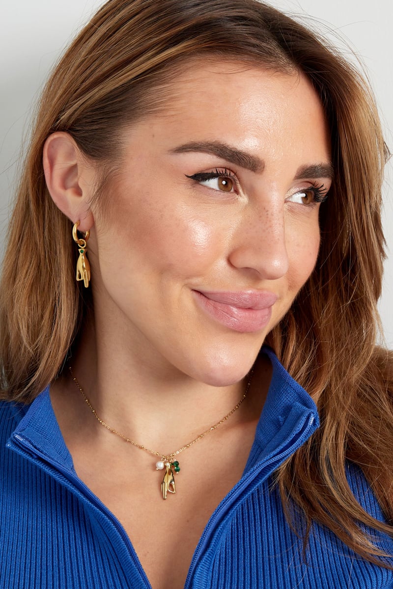 Ketting met open hand bedel - paars