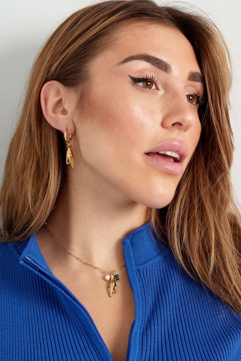 Ketting met open hand bedel - paars