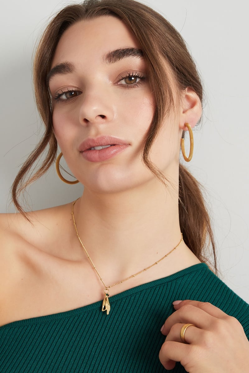 Ketting handbedel met steentje - Goud kleur/paars