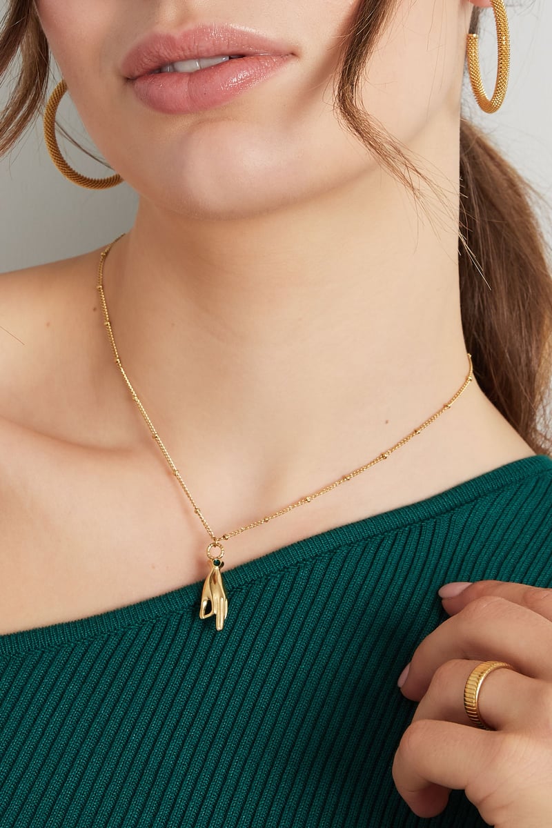 Ketting handbedel met steentje - Goud kleur/paars