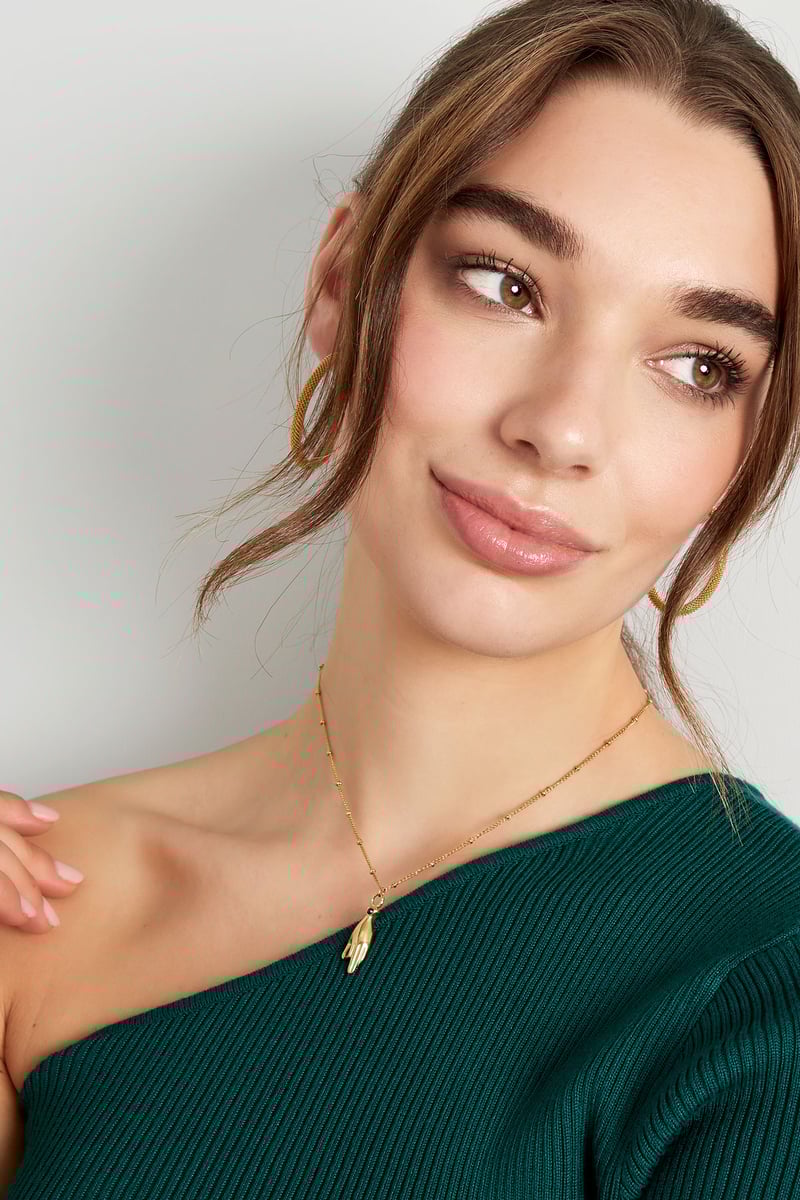 Ketting handbedel met steentje - Goud kleur/paars