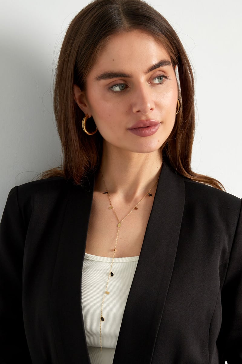 lange ketting emaille druppel - zwart