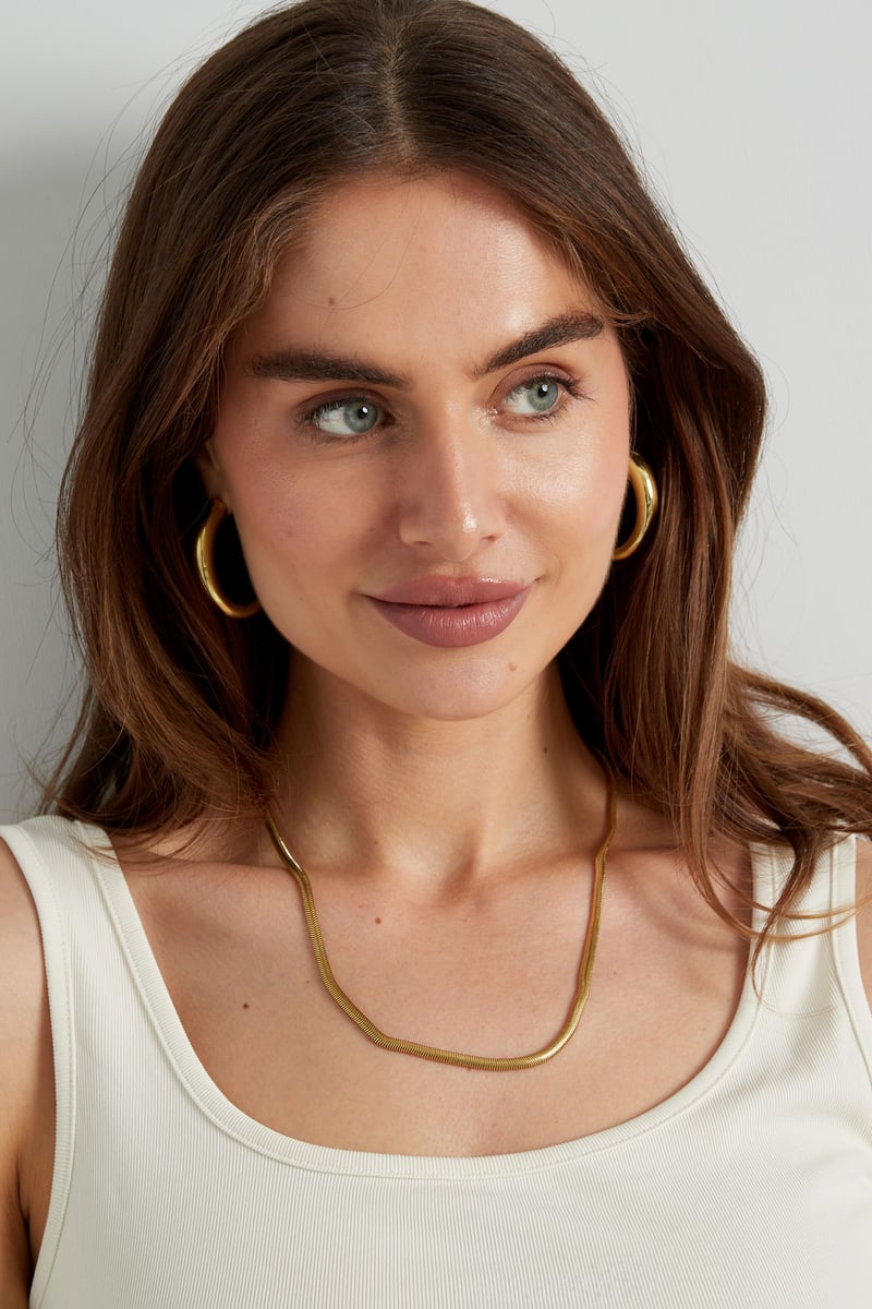 Ketting plat met print lang - zilver-4.0MM