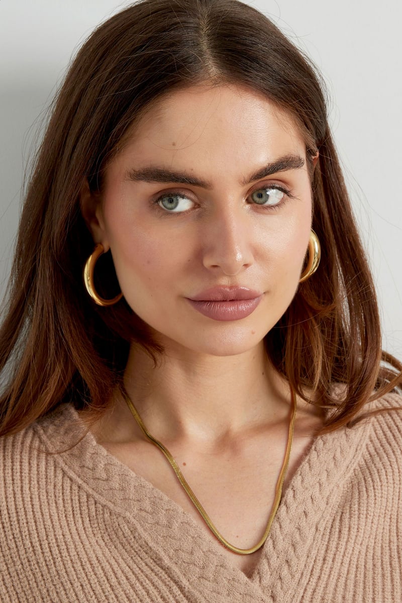 Ketting plat met print lang - zilver-4.0MM