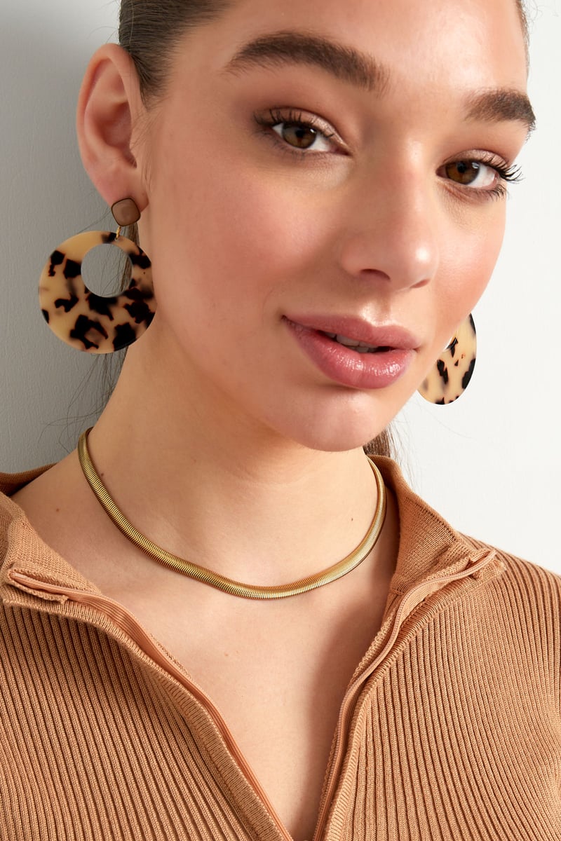 Ketting plat met print - Goud kleur-6.0MM