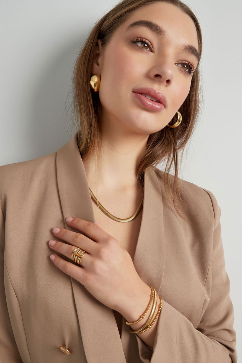 Unisex ketting plat met structuur - Goud kleur-6.0MM