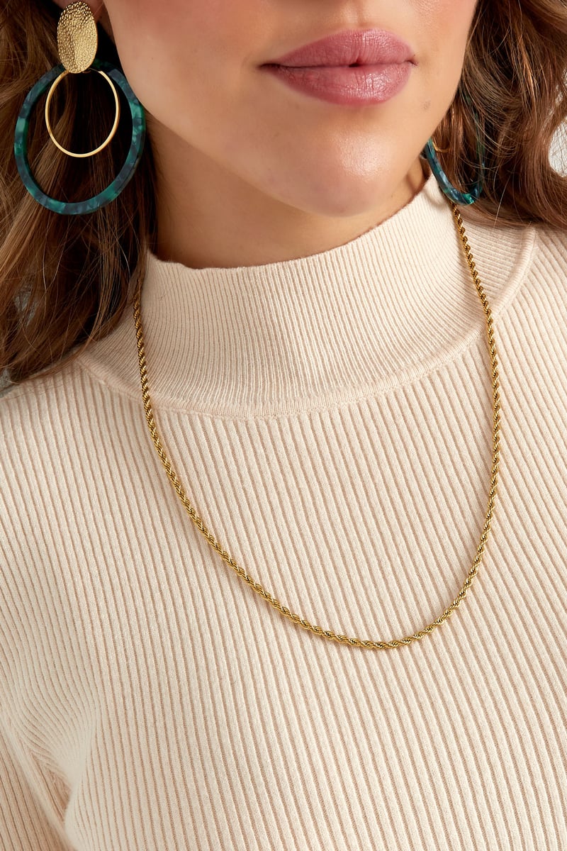 Unisex Roestvrijstalen Gedraaide Ketting 60CM - Goud kleur-3.0MM