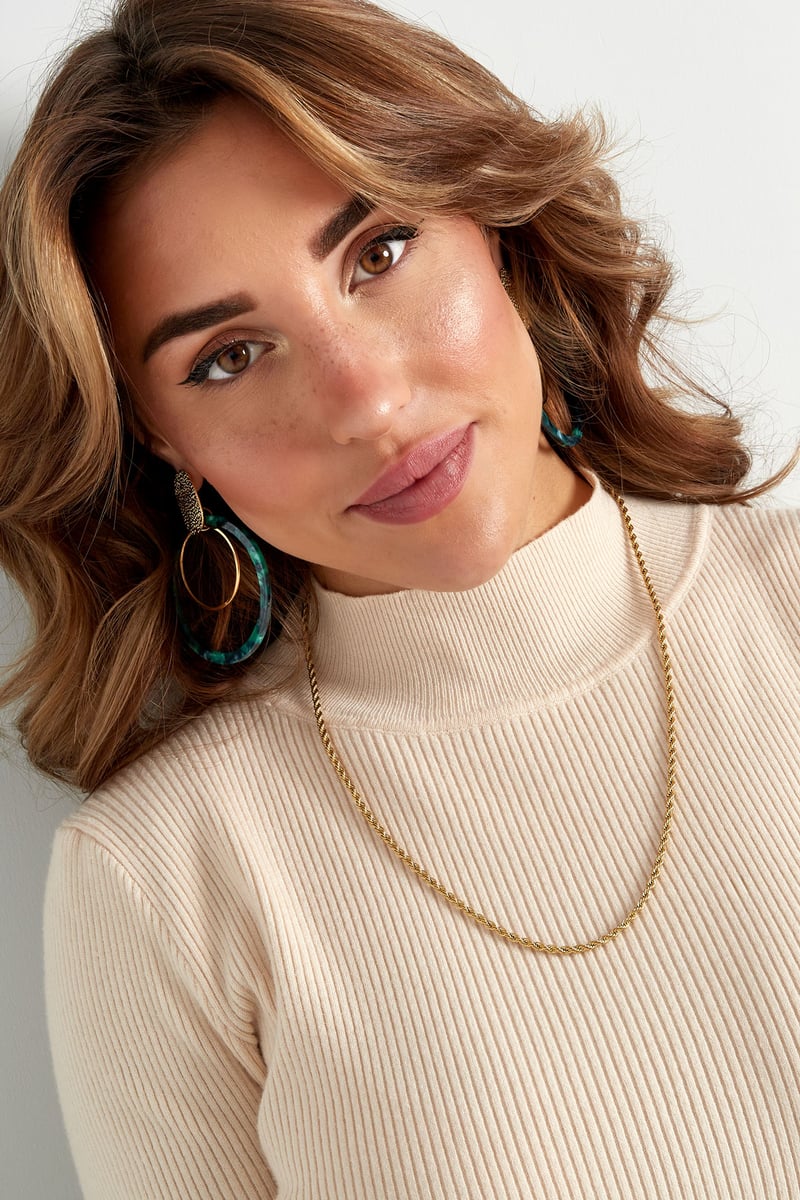 Unisex Roestvrijstalen Gedraaide Ketting 60CM - Goud kleur-3.0MM