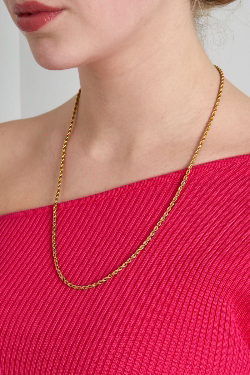 Unisex gedraaide ketting lang 60cm - Goud kleur-4.0MM