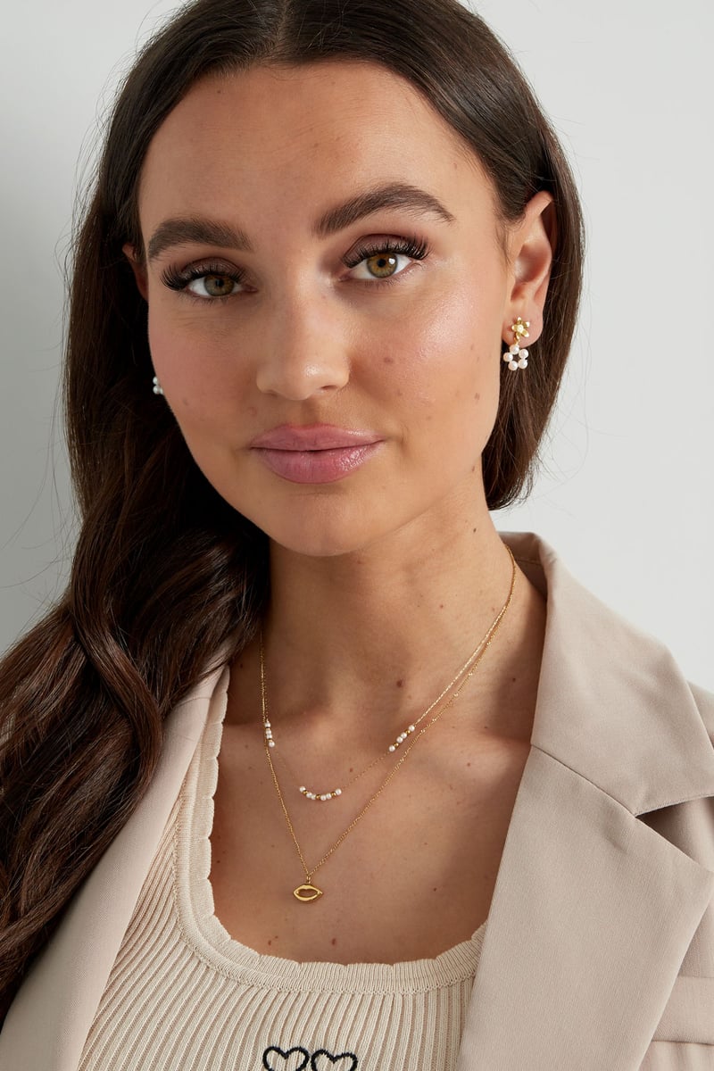 dubbele ketting kus met parel