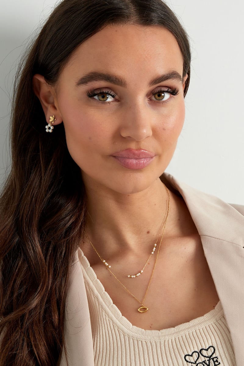 dubbele ketting kus met parel