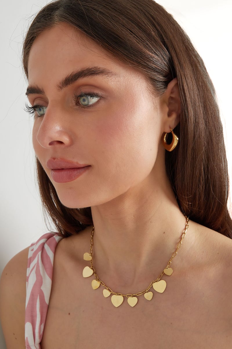 Platte grofhartvormige feest hanger ketting