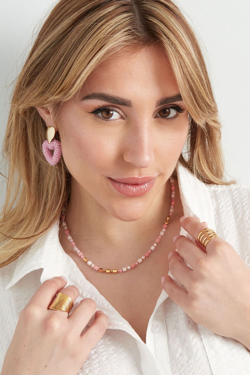 Kleurrijke festival ketting - blauw/Goud kleur